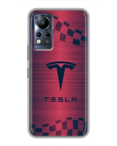 Чехол для Infinix Note 11 Pro с картинкой «Тесла красный карбон»