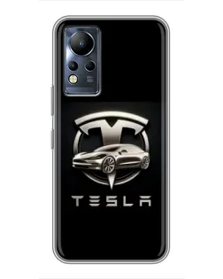 Чехол для Infinix Note 11 Pro с картинкой «Tesla — серебристое авто»