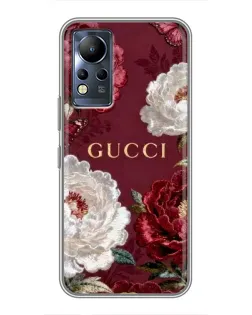 Чехол для Infinix Note 11 с картинкой «Gucci — бордовые розы»