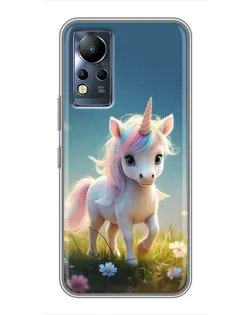 Чехол для Infinix Note 11 с картинкой «Единорог на поляне»
