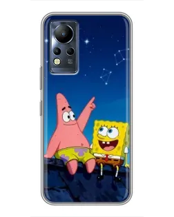 Чохол для Infinix Note 11 з картинкою «Губка Боб та Патрік вночі»