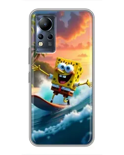 Чохол для Infinix Note 11 з картинкою «Губка Боб серфінгіст»