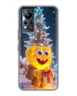Чохол для Infinix Note 11 з картинкою «Різдвяний Спанч Боб»