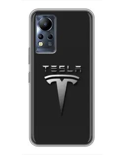 Чохол для Infinix Note 11 з картинкою «Сталевий логотип Tesla»