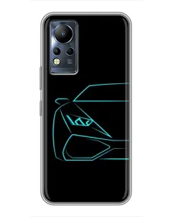 Чехол для Infinix Note 11 с картинкой «Голубой силуэт Lamborghini»