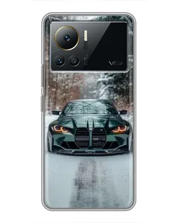 Чехол для Infinix Note 12 2023 с картинкой «BMW в зимнем лесу»