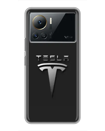 Чехол для Infinix Note 12 2023 с картинкой «Стальной логотип Tesla»
