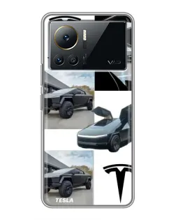 Чехол для Infinix Note 12 2023 с картинкой «Коллаж Cybertruck Tesla»