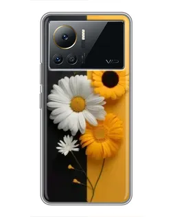 Чехол для Infinix Note 12 2023 с картинкой «Подсолнух и ромашка»