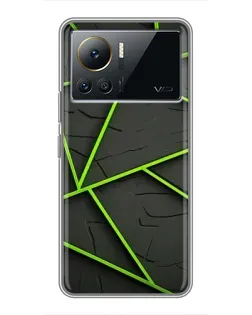 Чехол для Infinix Note 12 2023 с картинкой «Зеленые геометрические линии»