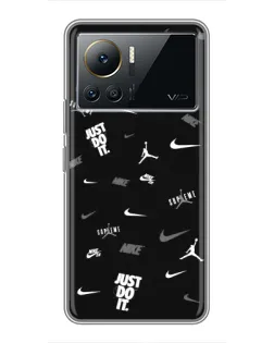 Чехол для Infinix Note 12 Pro (4G) с картинкой «Nike Black Pattern»