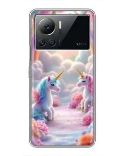 Чехол для Infinix Note 12 Pro (4G) с картинкой «Радуга и единороги»