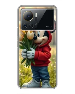 Чехол для Infinix Note 12 Pro (4G) с картинкой «Микки с тюльпанами»