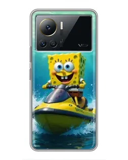 Чехол для Infinix Note 12 Pro (4G) с картинкой «Спанч Боб на гидроцикле»