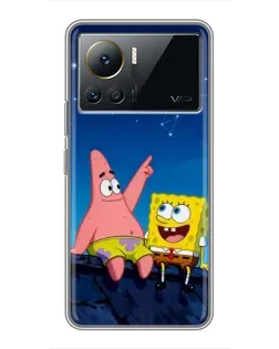 Чехол для Infinix Note 12 Pro (4G) с картинкой «Губка Боб и Патрик ночью»