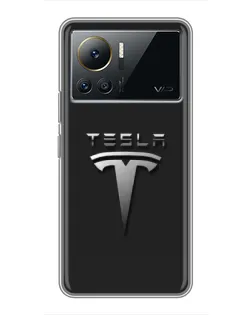 Чехол для Infinix Note 12 Pro (4G) с картинкой «Стальной логотип Tesla»