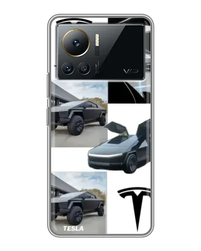Чехол для Infinix Note 12 Pro (4G) с картинкой «Коллаж Cybertruck Tesla»