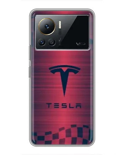 Чехол для Infinix Note 12 Pro (4G) с картинкой «Тесла красный карбон»
