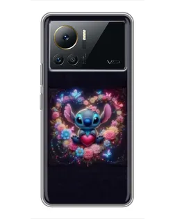 Чехол для Infinix Note 12 Pro (4G) с картинкой «Stitch в цветах»