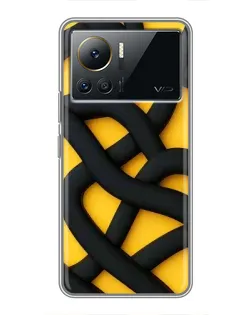 Чехол для Infinix Note 12 Pro (4G) с картинкой «Черное желтое переплетение»