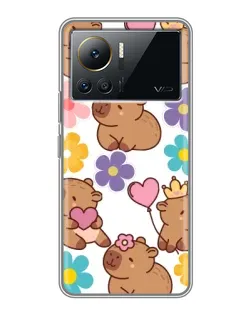 Чехол для Infinix Note 12 Pro (4G) с картинкой «Цветочный паттерн капибар»