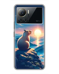 Чехол для Infinix Note 12 Pro (4G) с картинкой «Закат солнца с капибарой»