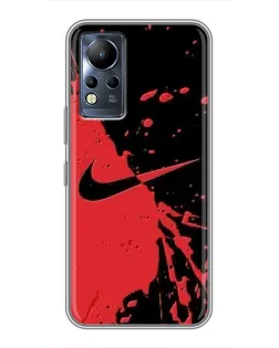 Чехол для Infinix Note 12 с картинкой «Красные брызги Nike»