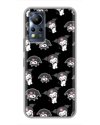 Чехол для Infinix Note 12 с картинкой «Черный паттерн Kuromi»