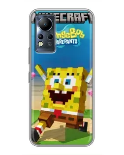 Чехол для Infinix Note 12 с картинкой «Губка Боб Minecraft»