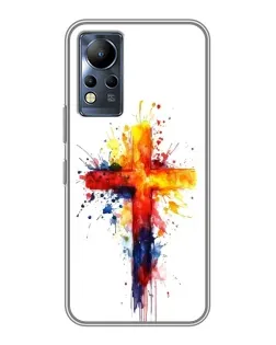 Чехол для Infinix Note 12 с картинкой «Акварельный крест»