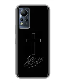 Чехол для Infinix Note 12 с картинкой «Графический крест Jesus»