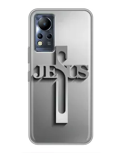 Чехол для Infinix Note 12 с картинкой «Металлический крест Jesus»