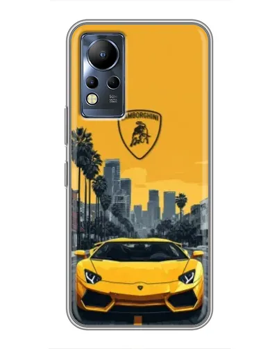 Чехол для Infinix Note 12 с картинкой «Желтый Lamborghini город»
