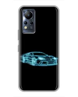 Чехол для Infinix Note 12 с картинкой «Неоновый контур Lamborghini»