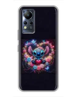 Чехол для Infinix Note 12 с картинкой «Stitch в цветах»