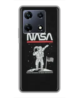 Чехол для Infinix Note 30 Pro с картинкой «NASA — шагаем по Луне»