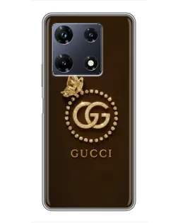 Чехол для Infinix Note 30 Pro с картинкой «Gucci — золотая бабочка»