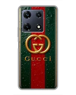 Чохол для Infinix Note 30 Pro з картинкою «Gucci — фірмова смуга та золото»