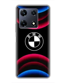 Чехол для Infinix Note 30 Pro с картинкой «Логотип BMW и неоновые дуги»