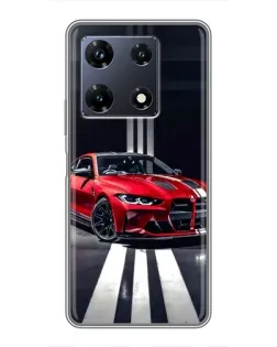 Чехол для Infinix Note 30 Pro с картинкой «Красная BMW на дороге»