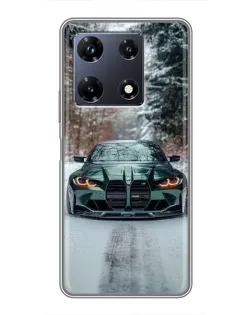 Чехол для Infinix Note 30 Pro с картинкой «BMW в зимнем лесу»