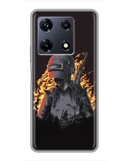 Чехол для Infinix Note 30 Pro с картинкой «PUBG — огненный силуэт»
