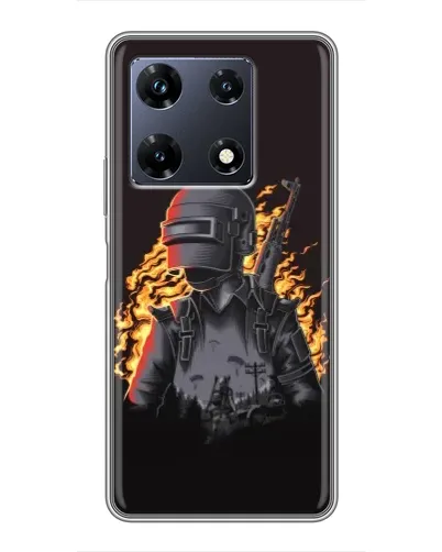 Чехол для Infinix Note 30 Pro с картинкой «PUBG — огненный силуэт»