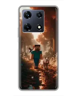 Чехол для Infinix Note 30 Pro с картинкой «Стив в лесу»