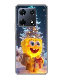 Чохол для Infinix Note 30 Pro з картинкою «Різдвяний Спанч Боб»