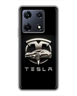 Чехол для Infinix Note 30 Pro с картинкой «Tesla — серебристое авто» Чехол для Infinix Note 30 Pro с картинкой «Tesla — серебристое авто»