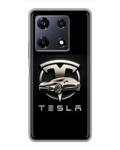 Чехол для Infinix Note 30 Pro с картинкой «Tesla — серебристое авто»