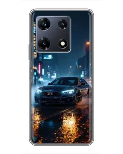 Чехол для Infinix Note 30 Pro с картинкой «Ночной город и Audi»