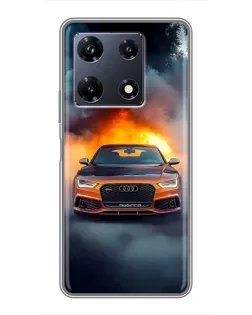 Чехол для Infinix Note 30 Pro с картинкой «Audi в огненном дыму»