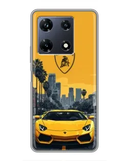 Чехол для Infinix Note 30 Pro с картинкой «Желтый Lamborghini город»